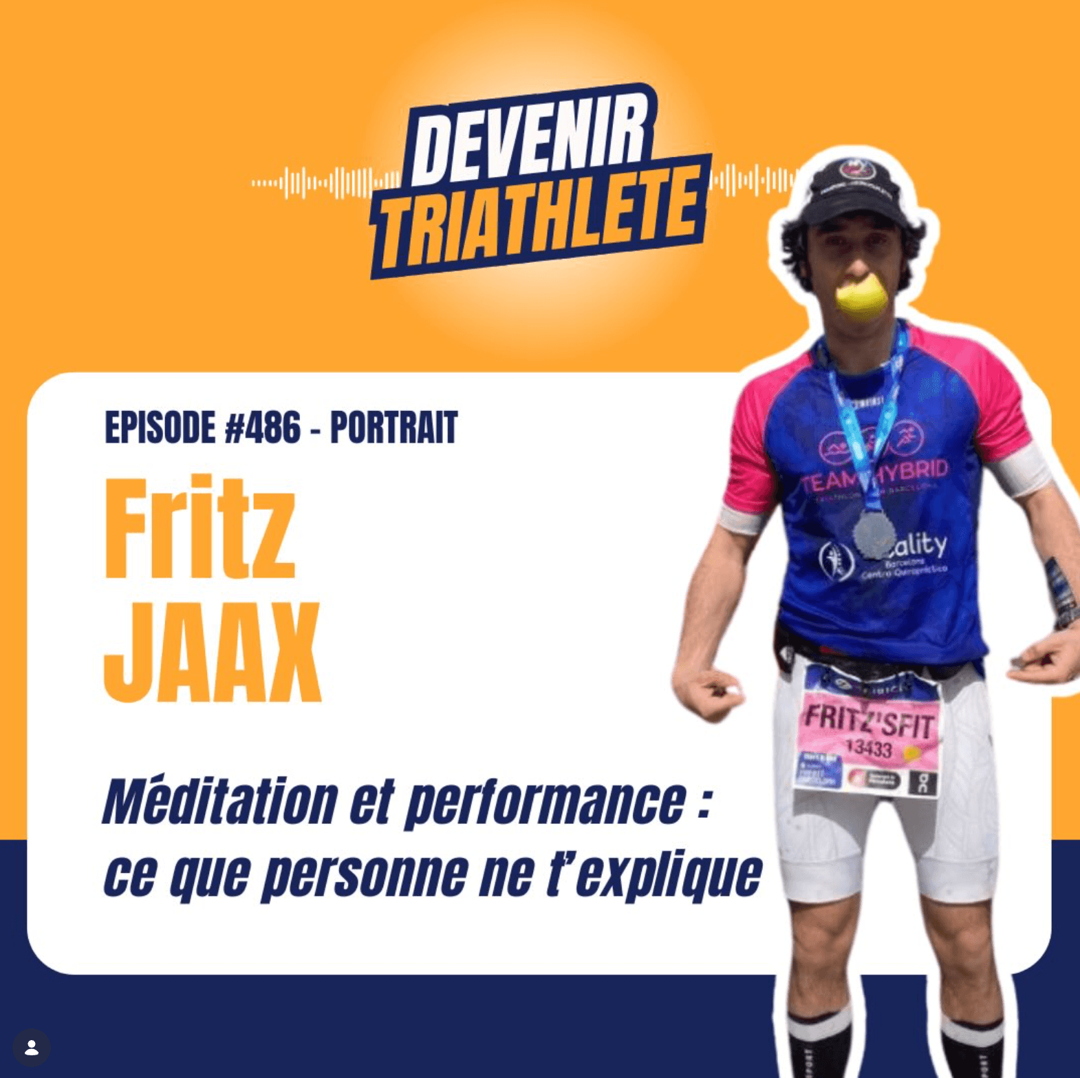 Devenir Triathlete podcast thumbnail featuring Fritz Jaax after a race