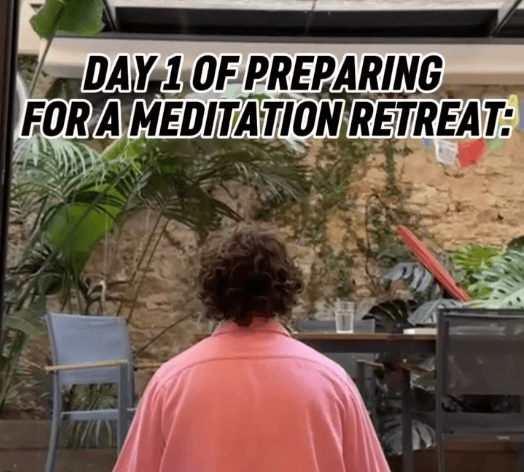 Video thumbnail showing day 1 of preparing for a meditation retreat